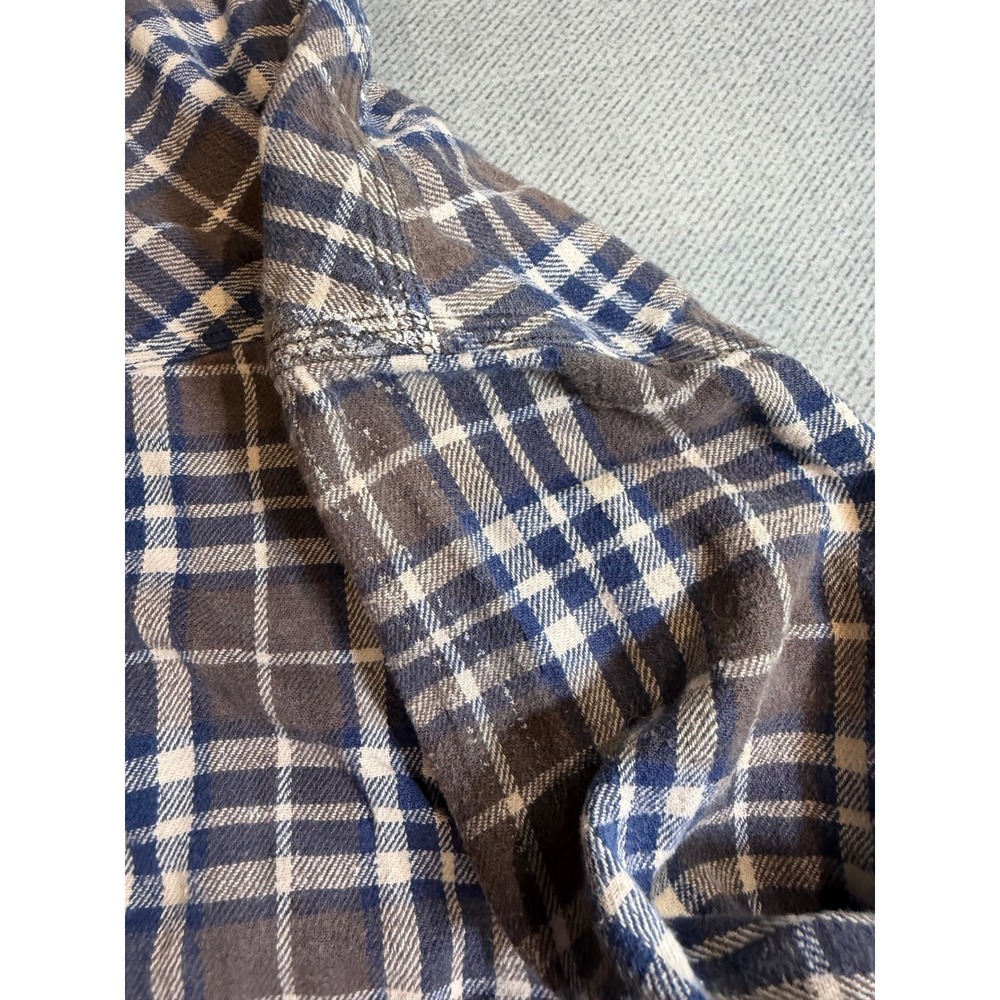 RedHead Mens Western Pearl Snap Flannel Shirt Brown Blue Plaid Large Long Sleeve - Picture 6 of 6